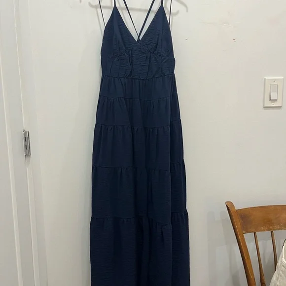 Abercrombie & Fitch Dark Blue Tiered Maxi Dress - Picture 1 of 2
